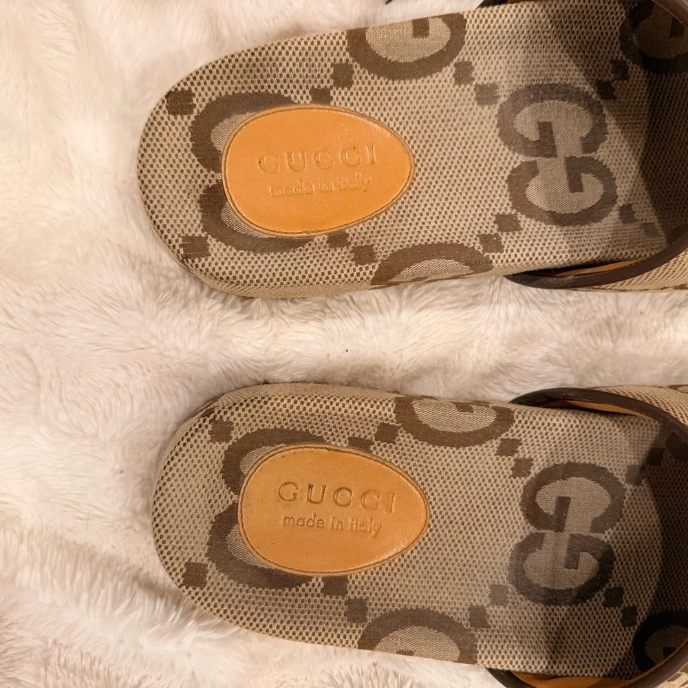 Gucci Men’s GG Beige Canvas Slides - Picture 4 of 6